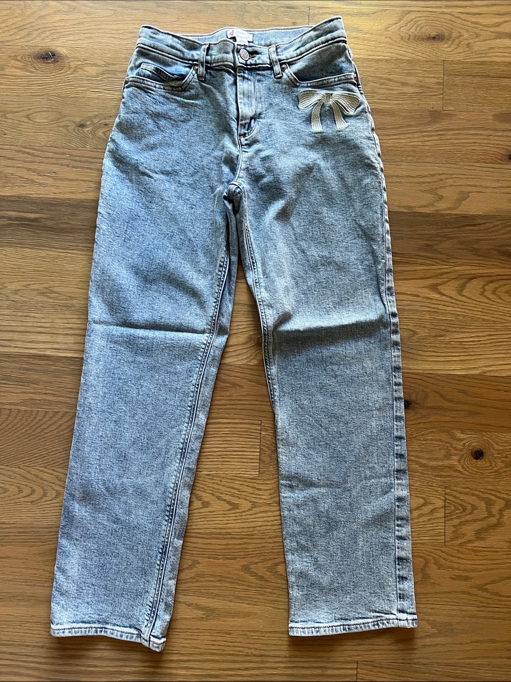 Girls Crewcuts Light Wash Jeans with Bow Accent